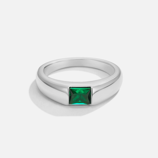 Ring Ember rhodiniert mit Smaragd
